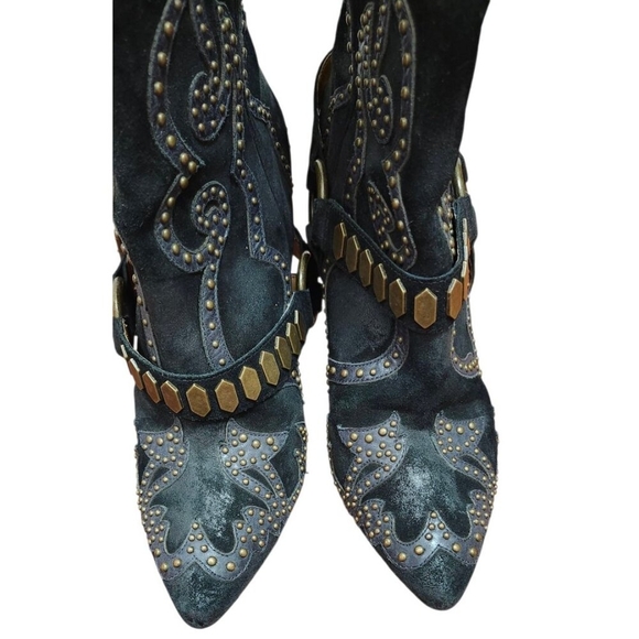 Nine West Vabuster Studded Leather Western Cowboy Stiletto Boots Size 10M - Picture 5 of 16